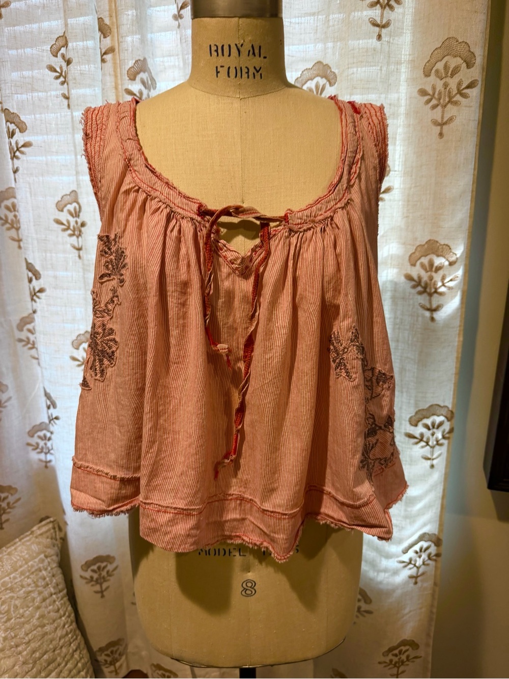Boho Tie-Front Crop Top in Dusty Rose
